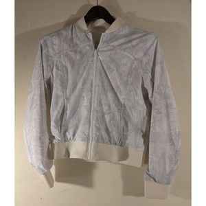 Lululemon Women’s Reversible Bomber Jacket White Gray Size Small Pattern